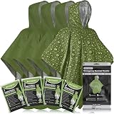 aZengear Emergency Survival Poncho 4pc Thermal Mylar Foil Hooded Green