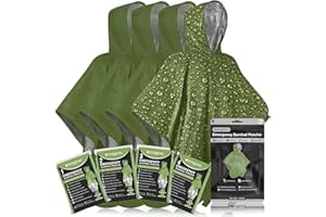 aZengear Emergency Survival Poncho (4pc) Thermal Mylar Foil Coating Blanket for Heat Retention and Rain | Reversible with Hoo