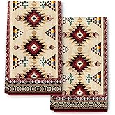 Pintukee Western Aztec Boho Kitchen Towel Set of 2, Southwestern Native American Decorative Dish Towels Absorbent Red Vintage Hand Drying Cloth Holiday Housewarming Gifts Aztec Kitchen Decor 16"x24"