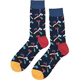 SockFly Axe Crazy Dress Socks Funny Novelty Crazy Fun Design Men Size 8-12 Cotton Casual Crew Colorful Funky Fancy Socks Gift for Men