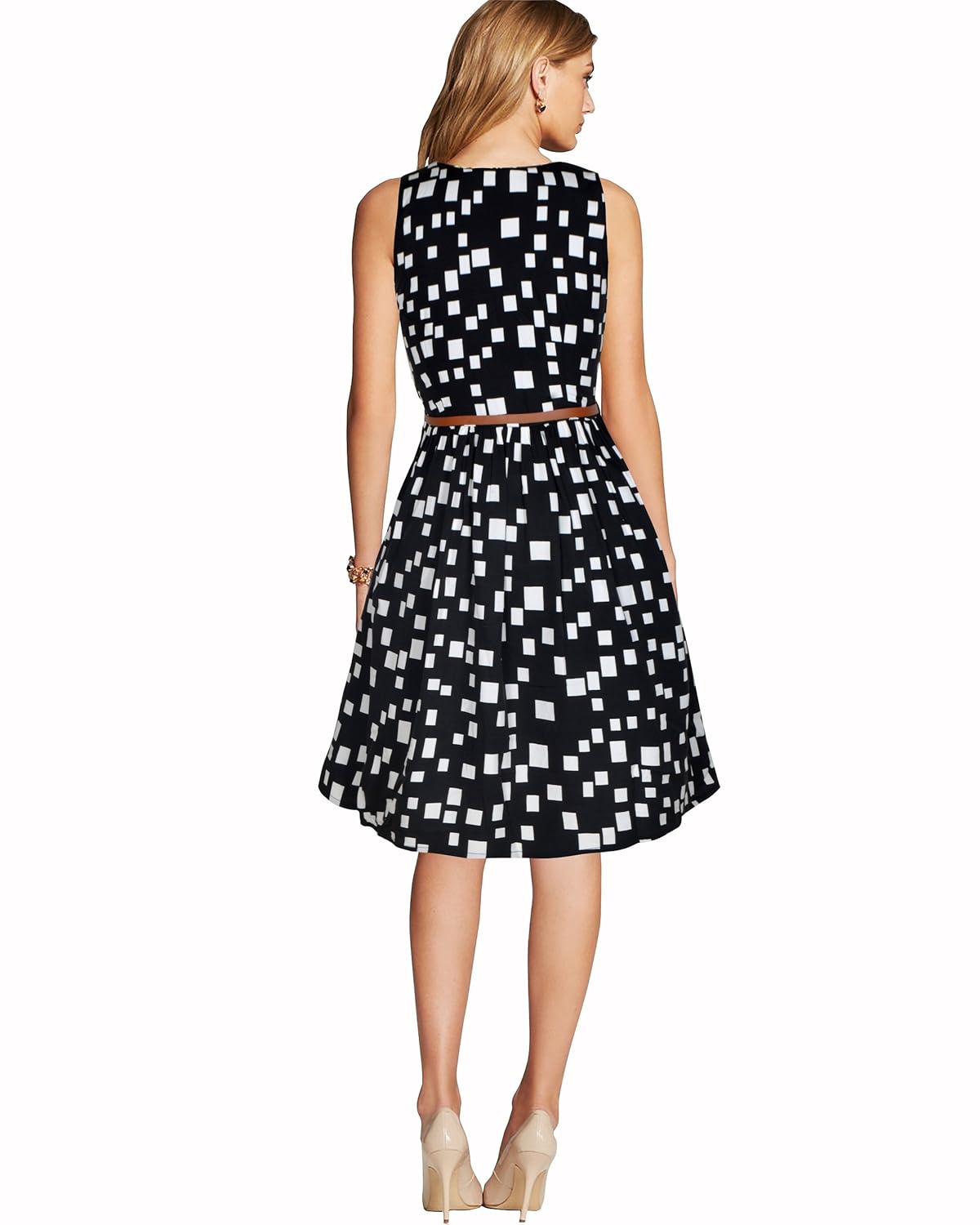 purvaja women's crepe skater dress (black)