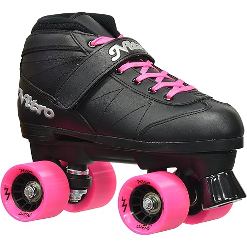 Epic Skates Super Nitro Indoor/Outdoor Quad Speed Roller Skates , Black/Pink, Youth 2