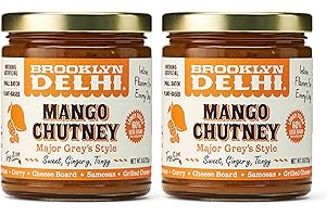 Brooklyn Delhi Mango Chutney - 9 Ounces - Made with Ripe Mangos, Golden Raisins, Fresh Ginger, Garam Masala, and Lemon Juice for a Nice Sour Note - Vegan - No Artificial Additives - Pack of 2