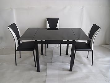 Modernique Modico Extending Dining Table And 4 Chairs Sets Black