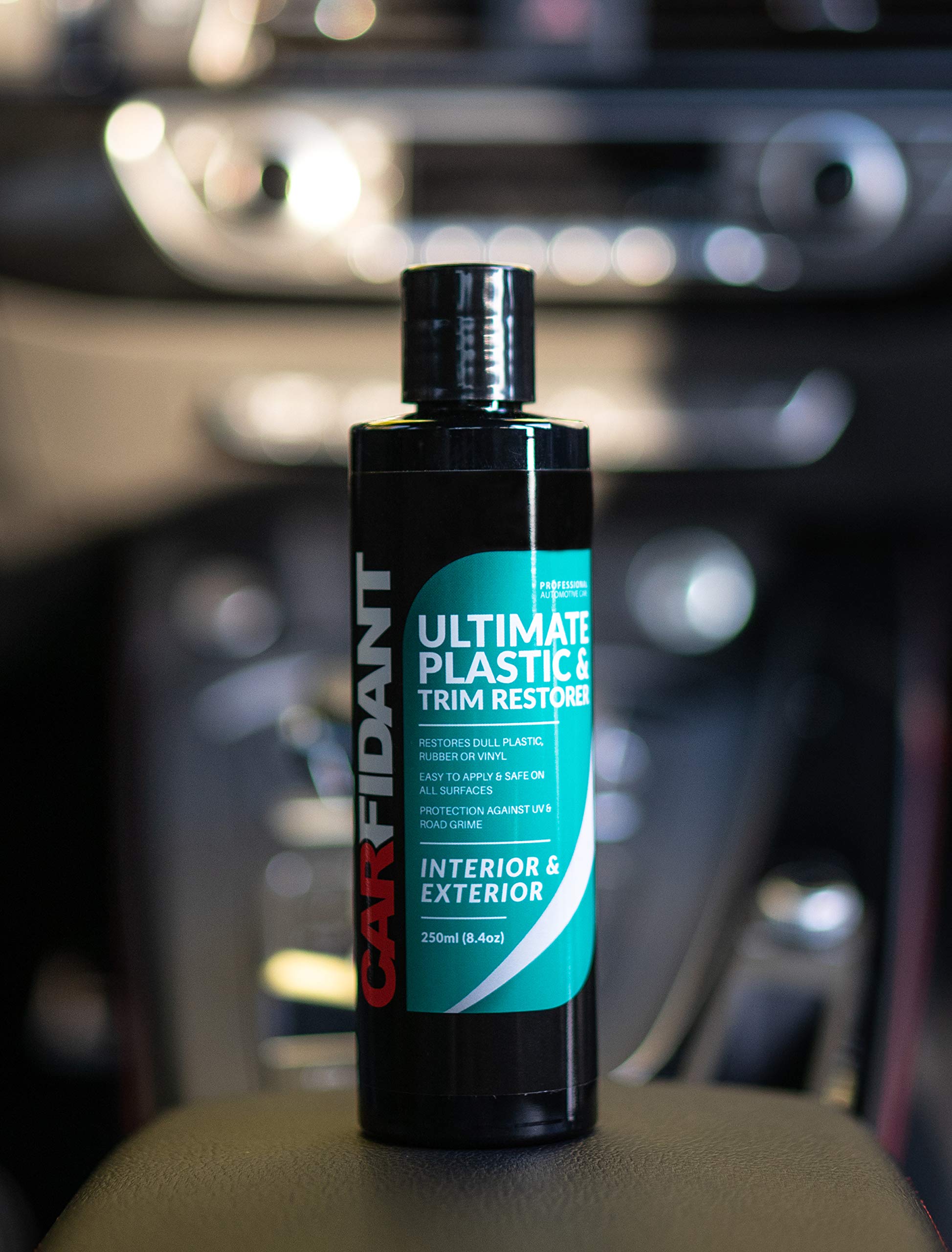 Carfidant Trim & Plastic Restorer Restores Faded and Dull Plastic, Rubber, Vinyl Back to Black