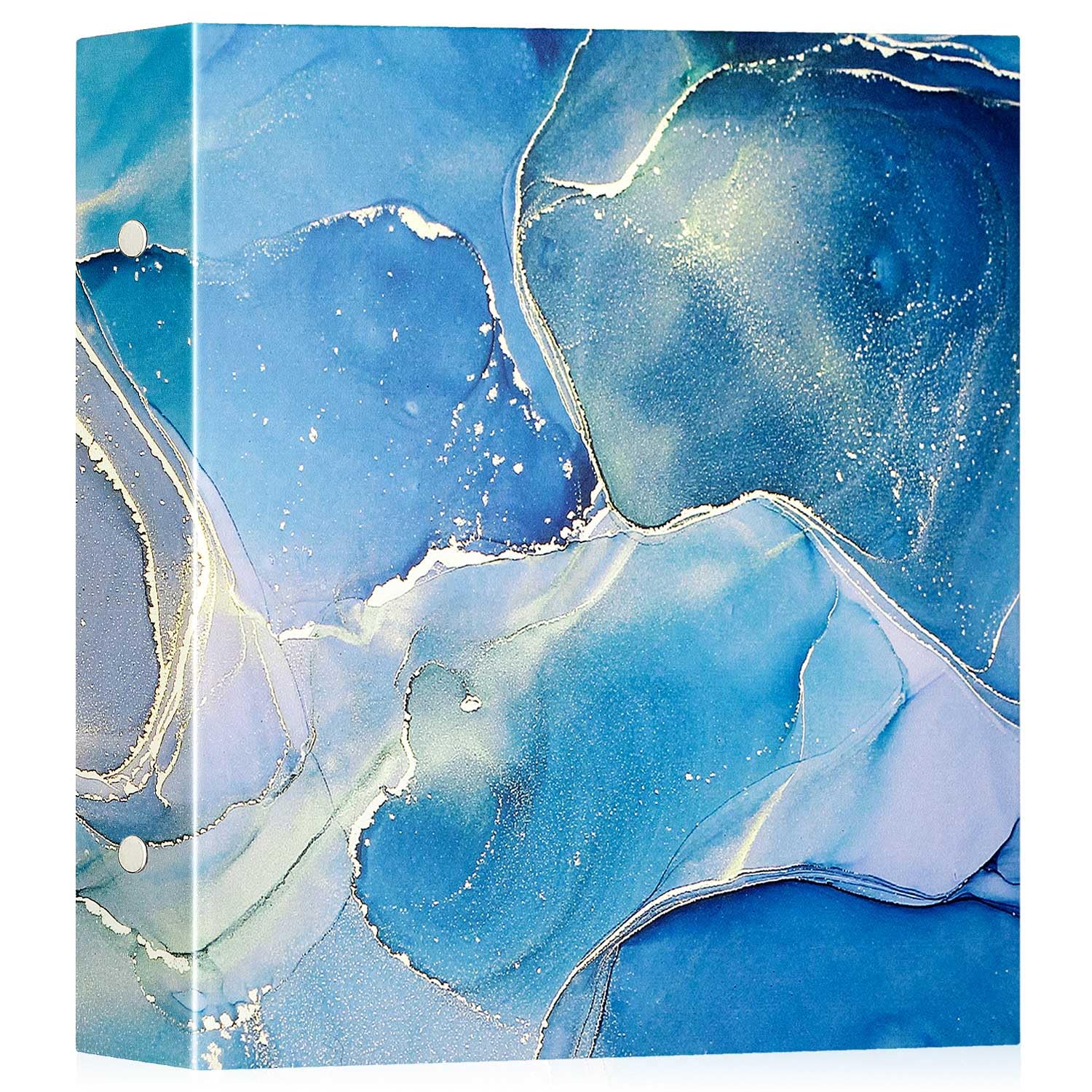 Lanpn Photo Album 6x4 600 Pockets, Large Capacity Leather Hardcover Large Photo Book that Holds 600 Vertical and horizontal Pictures Blue Gold