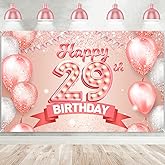 Happy 29th Birthday Rose Gold Banner Cheers to 29 Years Old Backdrop Confetti Balloons Theme Decor Decorations for Women 29 Years Old Pink Birthday Party Supplies Bday Background Favors Gift Glitter