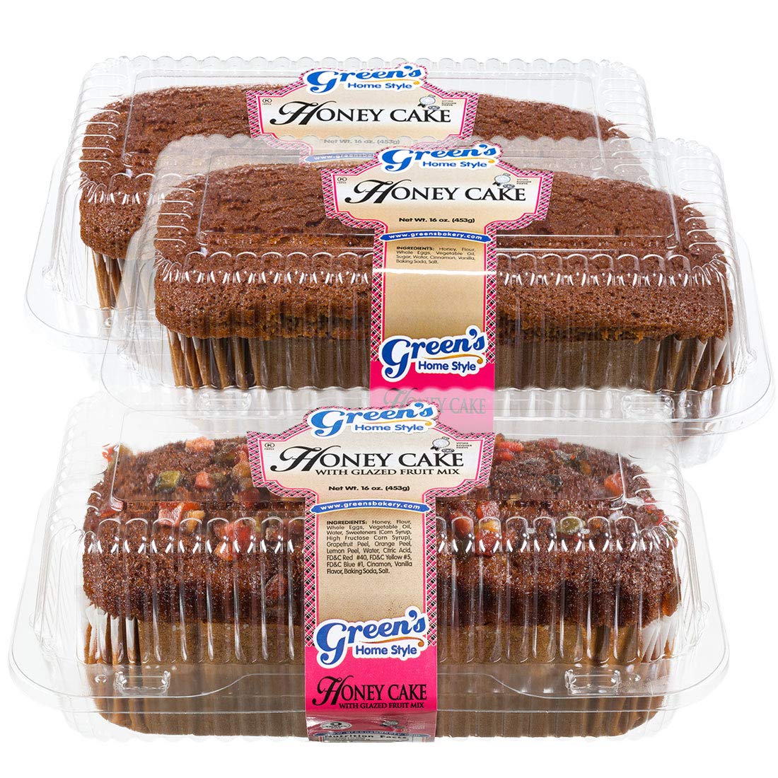 Green's Bakery Kosher (2) Honey Cakes, (1) Honey Fruit Cake Gift Pack