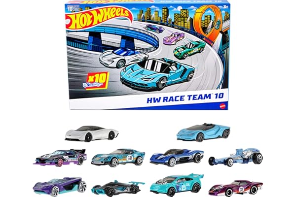 Hot Wheels 10-Pack of Toy Race Cars, Includes 1:64 Scale Corvette, Lamborghini, McLaren & Hot Wheels Originals (Amazon Exclus