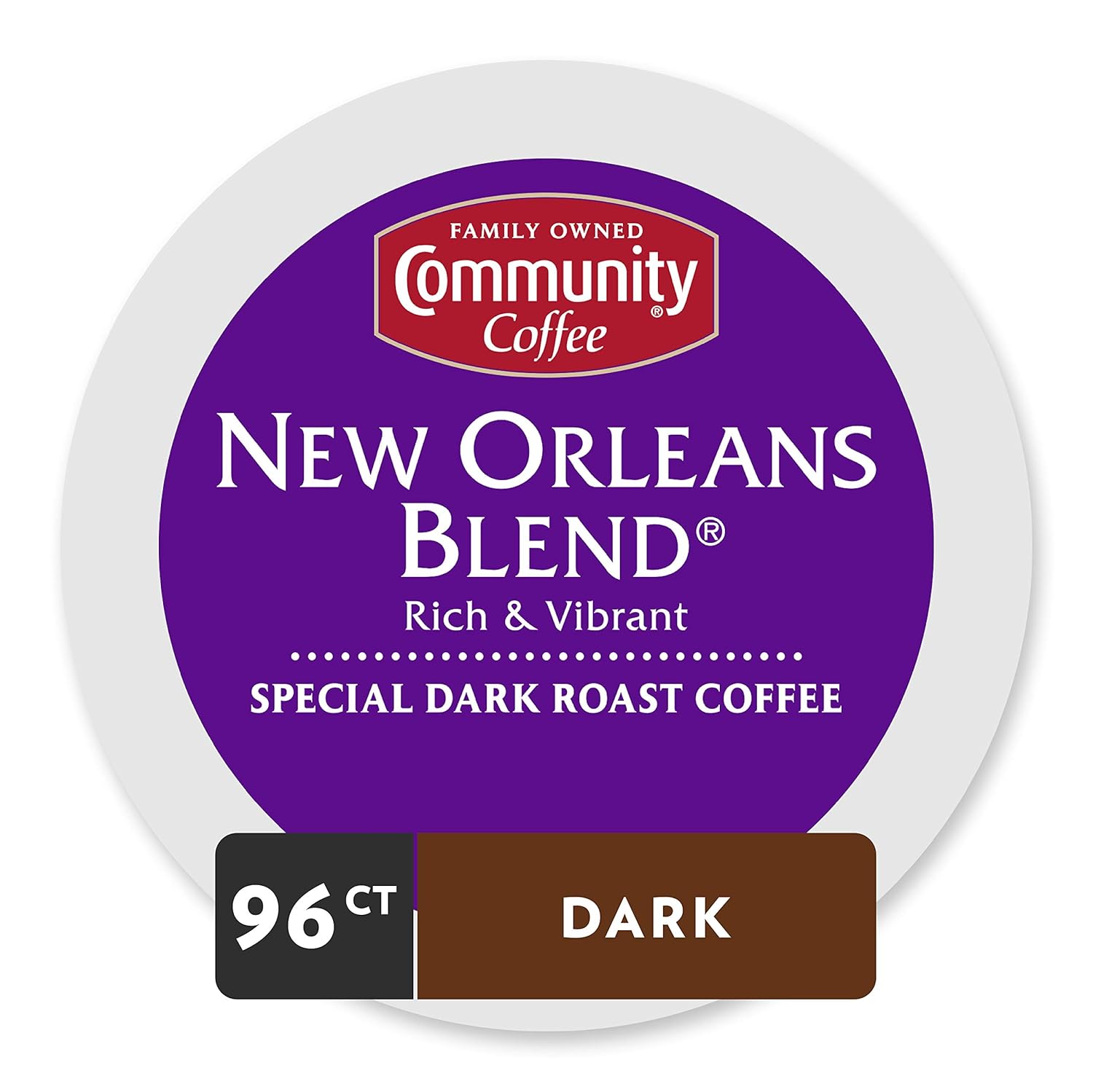 Community Coffee New Orleans Blend Single Serve Pods, Compatible with Keurig 2.0 K Cup Brewers, 24Count (Pack Of 4), New Orleans Blend, 96Count