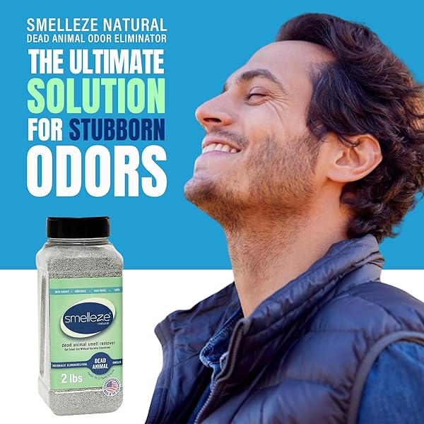 SMELLEZE NATURAL DEAD ANIMAL ODOR REMOVAL 2 LBS GRANULES: ELIMINATE DEAD RAT, MICE, SQUIRREL, CHIPMUNK, RACCOON & BAT SMELL. SAFE FOR INDOOR & OUTDOOR USE