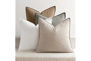 MIULEE Neutral Linen Pillow Covers Pack of 4 Decorative Natural Solid Throw Pillow Covers Soft Accent Boho Farmhouse Couch Pi