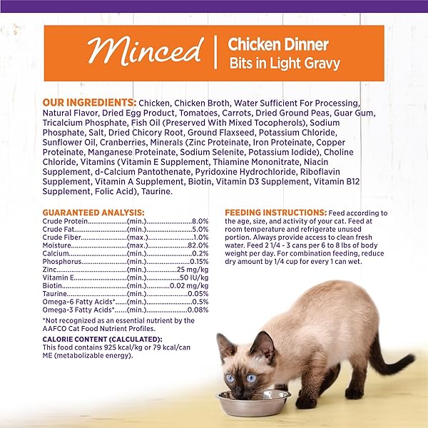 WELLNESS COMPLETE HEALTH MINCED ADULT CANNED WET CAT FOOD, NATURAL, PROTEIN RICH, GRAIN FREE, CHICKEN DINNER RECIPE, 3 OZ, PACK OF 24 CANS