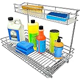 LYNK PROFESSIONAL® Pull Out Under Sink Kitchen Cabinet Organizer - 11.5 in. x 21 inch deep Drawer - Sliding Shelf Organizer for Cabinets and Undersink Storage Shelves - Lifetime Ltd. Warranty – Chrome