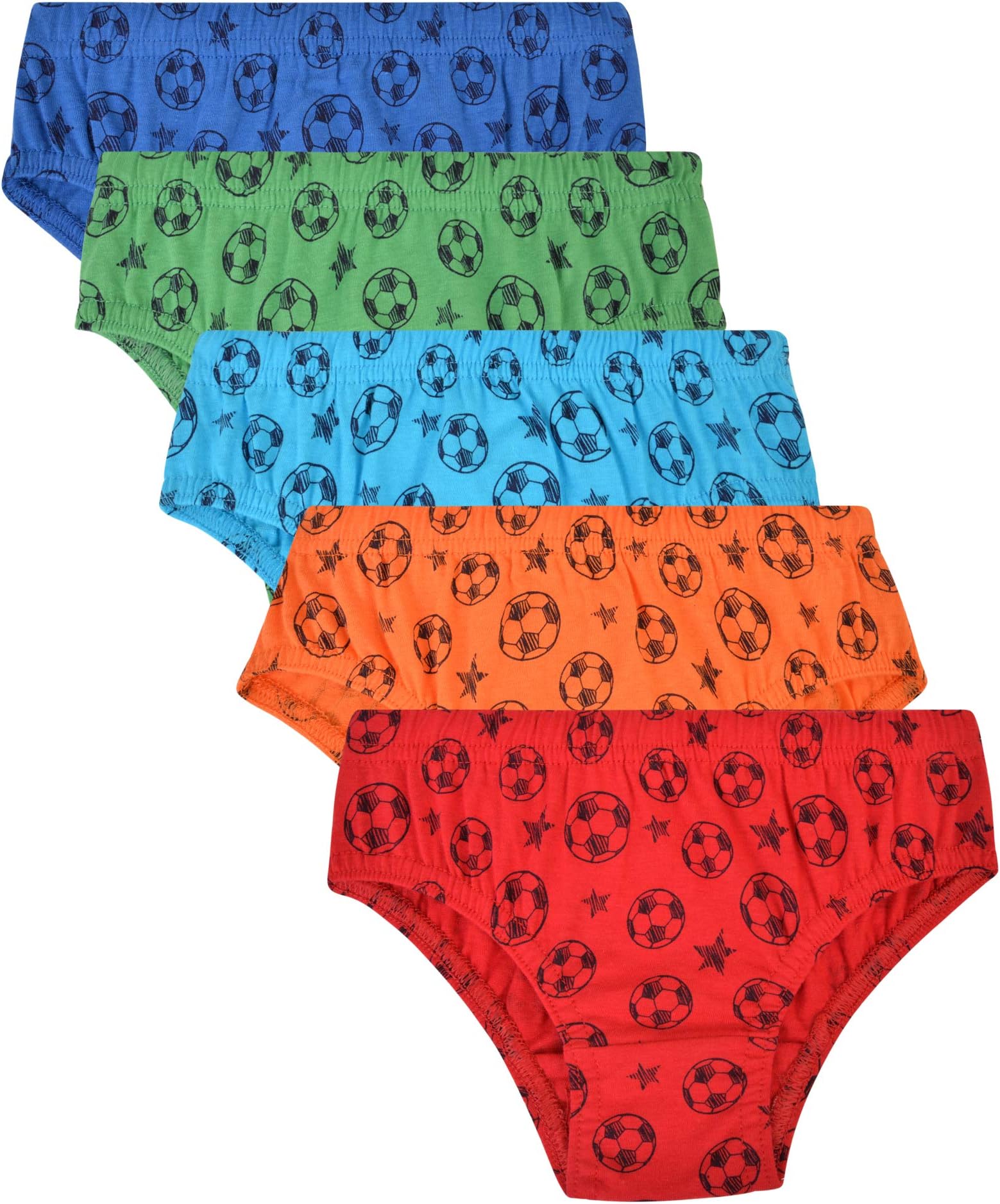 The Essentials Wardrobe Boys 5 Pack Briefs Pants Underwear Camo Football Design 100% Cotton Size 2-9 Yrs