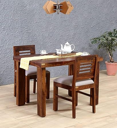 Furinno Sheesham Wood 2 Seater Dining Table Wooden Dining Room Set