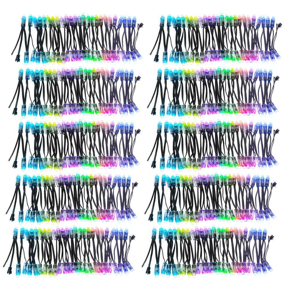 ALITOVE DC 12V WS2811 12mm Diffused Digital RGB LED Pixel Light Individually Addressable Round LED Module 500 pcs 10x 50pcs/Strand IP68 Waterproof