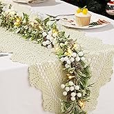 Lewondr Christmas Garland with Lights, 6FT 20 Warm LED Garland Lights Battery Operated with Timer, Christmas Decorations Indoor for Stairs Railing Fireplace Mantel, Olive Leaves & White Berry Clusters