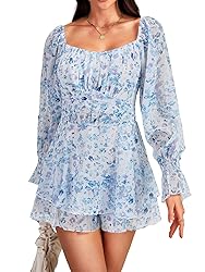 LYANER Women's Floral Print Off Shoulder Long
