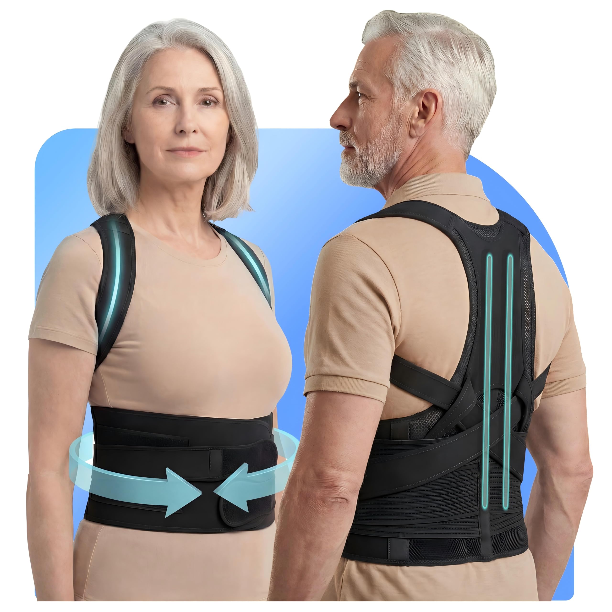 Photo 1 of New for 2026 – Posture Corrector for Seniors Women & Men, Advanced Full Back Brace Support for Upper & Lower Back, Spine & Neck Alignment, Reinforced Wide Dual-Layer Waist Support Belt with Shoulder Straightener and Back-Opening Support, Breathable for Da