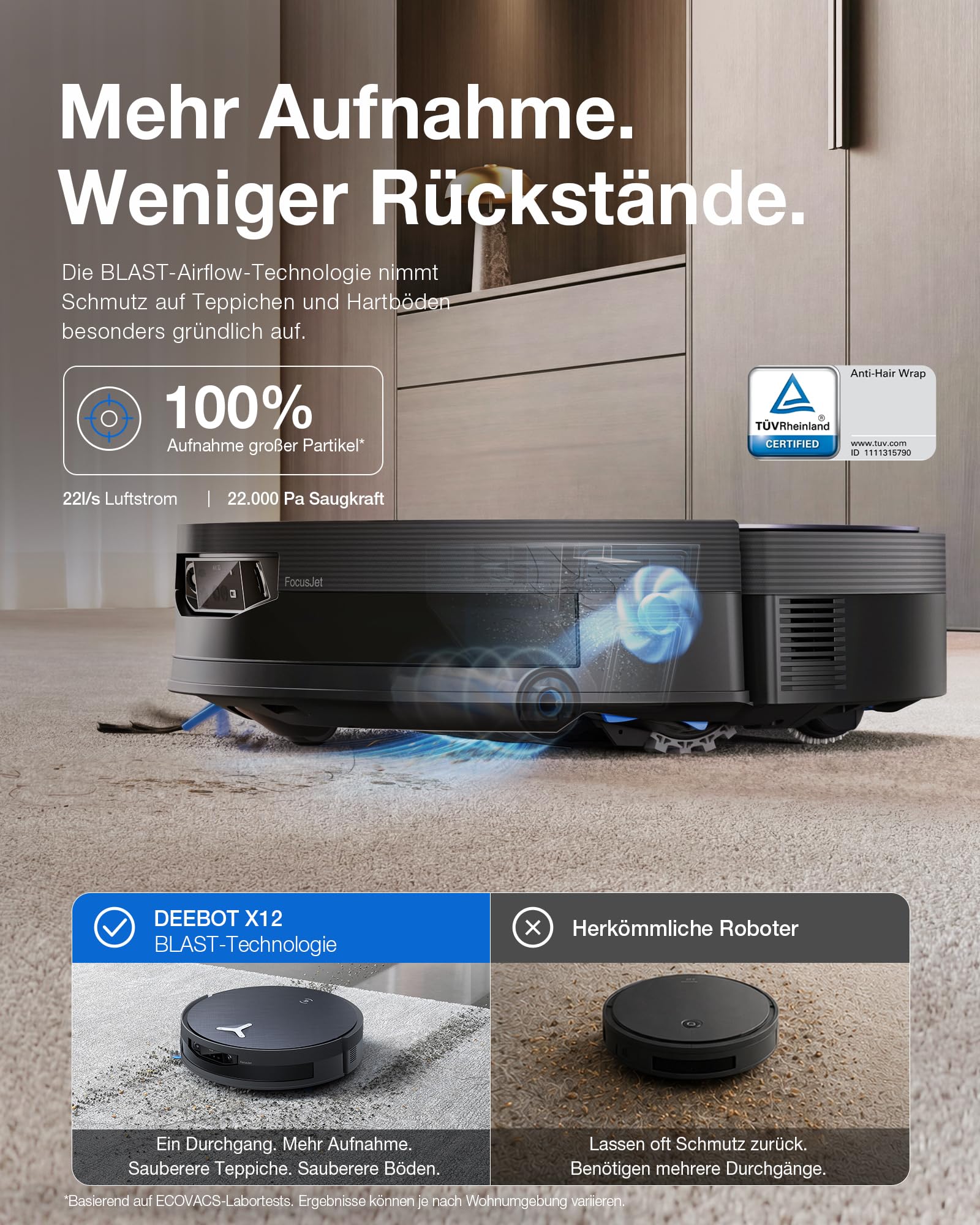 ECOVACS Saugroboter mit Wischfunktion X12 OMNICYCLONE Care Complete 4