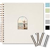 Vienrose 10X10 Inch DIY Scrapbook Album Linen Arch Window Photo Album 40 Blank Pages Scrap Book Photo Albums for Wedding Baby Shower, Beige