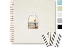 Vienrose 10X10 Inch DIY Scrapbook Album Linen Arch Window Photo Album 40 Blank Pages Scrap Book Photo Albums for Wedding Baby Shower, Beige