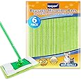 Reusable Mop Pad for Swiffer Sweeper Mop, 6 Pack 12.5'' Microfiber Mop Pad Refill Washable for Hard Floor Baseboard Cleaning, Wet Dry Cleaning Pad Replacement