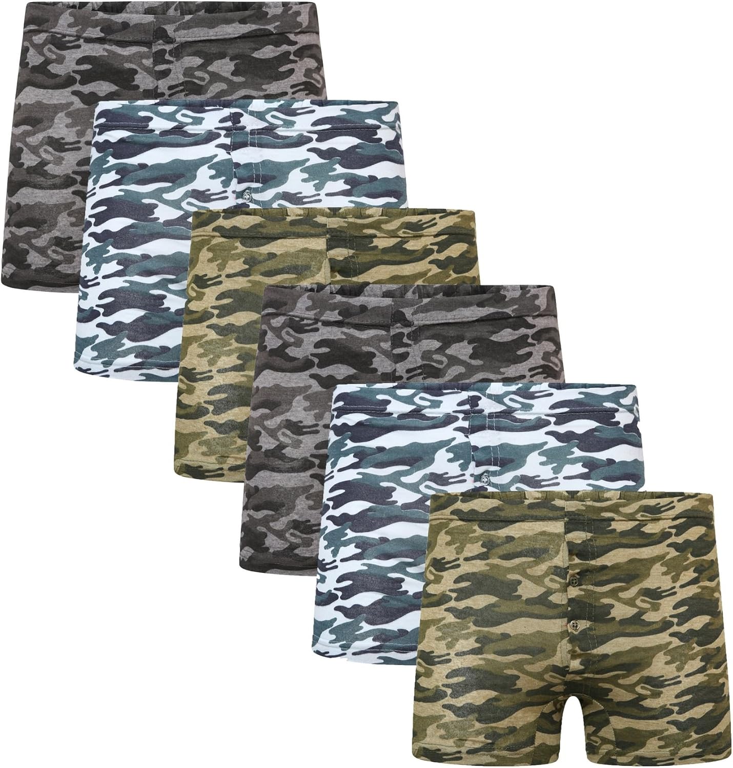 Sockstack 6 Pairs Men's Camo Boxer Shorts Underwear, Camouflage Cotton