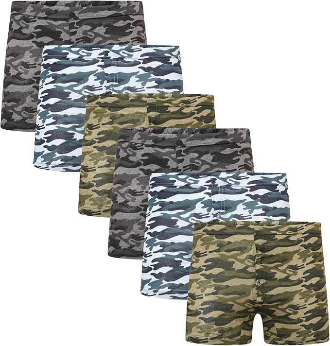 Sockstack 6 Pairs Men's Camo Boxer Shorts Underwear, Camouflage Cotton