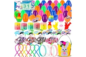 CINLILIAN Easter Baskets Stuffers for Kids,31Packs Easter Egg Fillers, Pre-filled Easter Eggs with Bulk Assorted Small Toys, Classroom Treasure Box Prizes Gifts for Egg Hunt Party Favors Goodie Bags Stuffers
