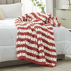 Amélie Home Chunky Knit Blanket Throw, Thick Soft