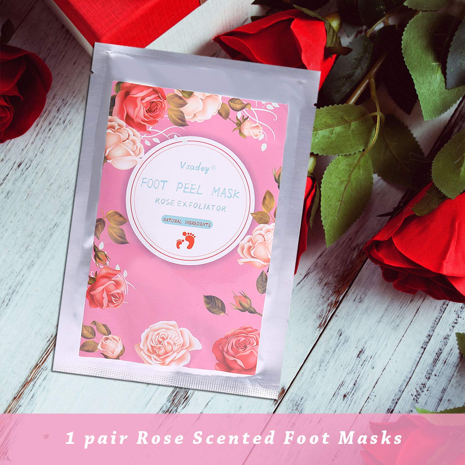 VSADEY Maschera Piedi Esfoliante, Foot Mask, Exfoliating Foot Peeling Mask Idratante, Maschera Esfoliante, Rimuovere Calli, la Pelle Morta e Odore Piedi - 2 Paia (Lavanda e Rosa)