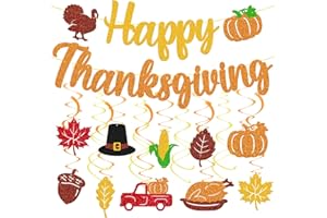 YOYMARR Happy Thanksgiving Party Decoration Thanksgiving Day Hanging Swirls Fall Leaves Turkey Pumpkin Harvest Theme Thanks Giving Party Supplies Give Thanks Thankful Party Supplies