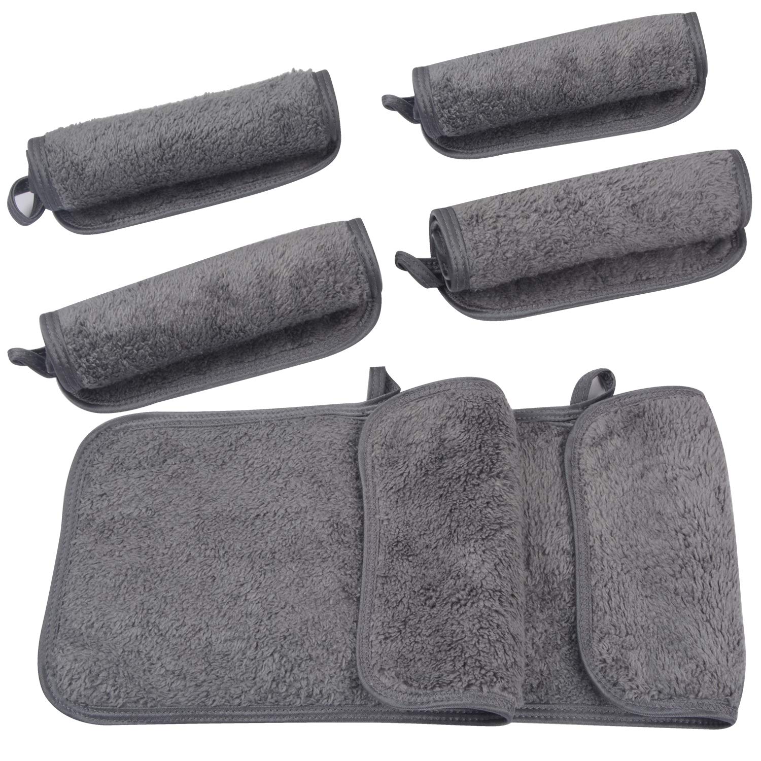 KinHwa Reusable Makeup Remover Cloths Soft Microfiber Face Cleansing Cloth Magically Remove Cosmetics Only with Water 6inch x 12inch 6 Pack Dark-Gray : Beauty