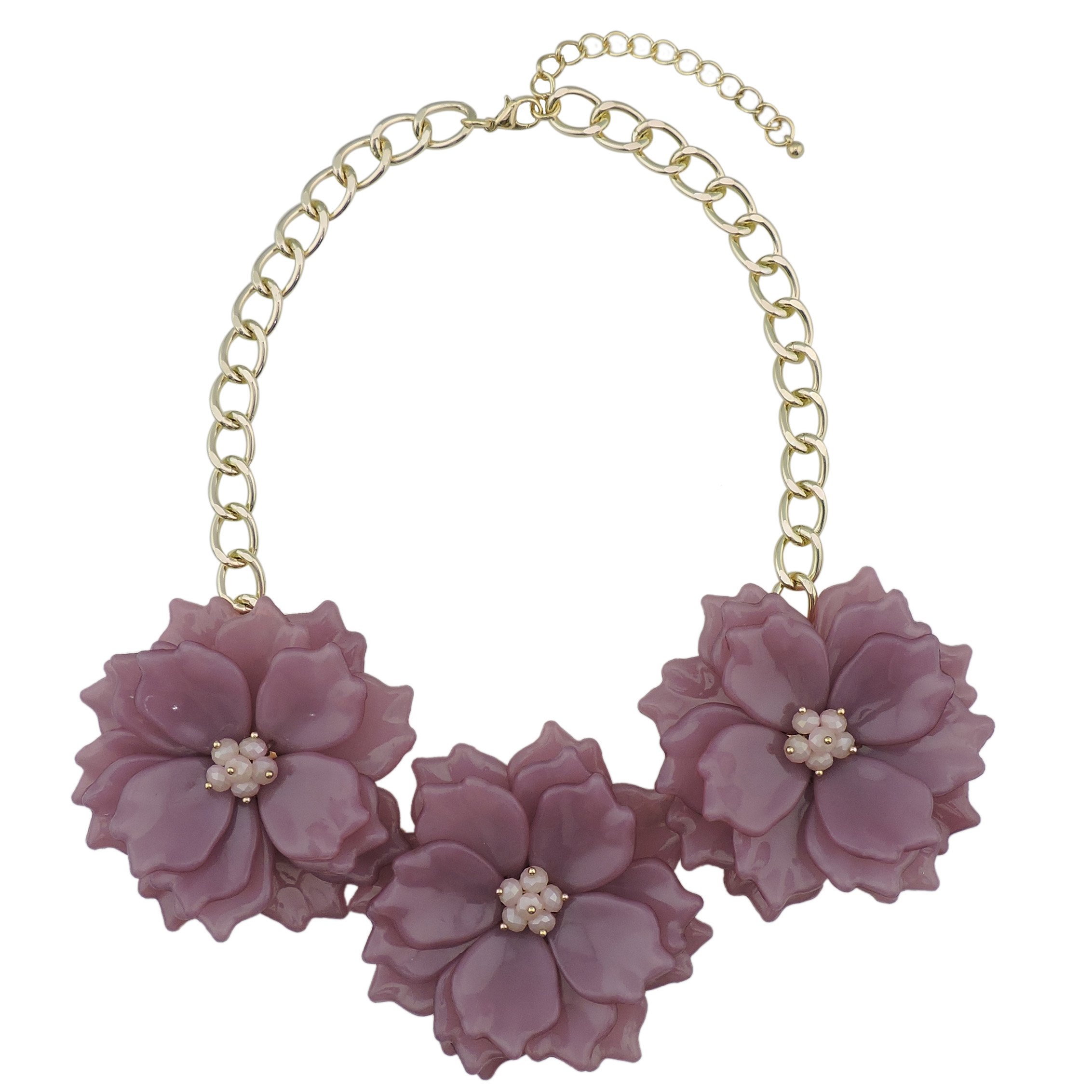 Bocar Bold Statement Chunky Flower Necklace Bib Collar Jewelry Set for Women (NK-10466)