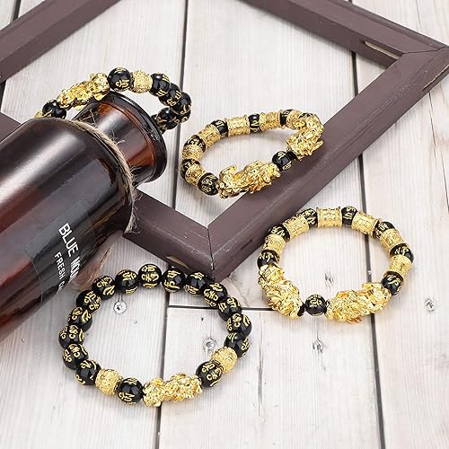 HETICA Feng Shui Pixiu Wealth Bracelet - Elastic Buddha Beads For Luck & Protection