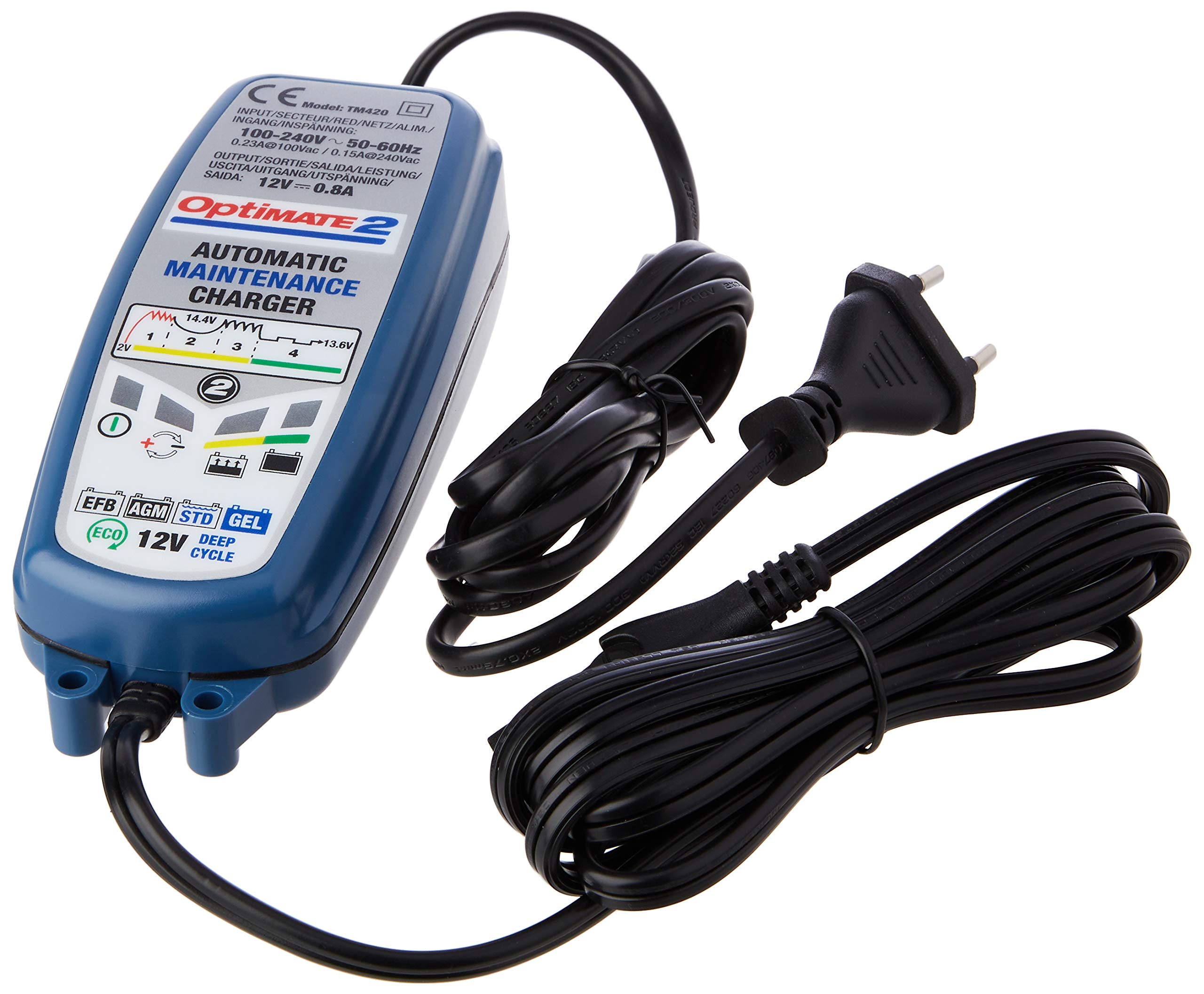 OptiMate 2 12V Motorcycle Car Automotive Smart Charger, Blue