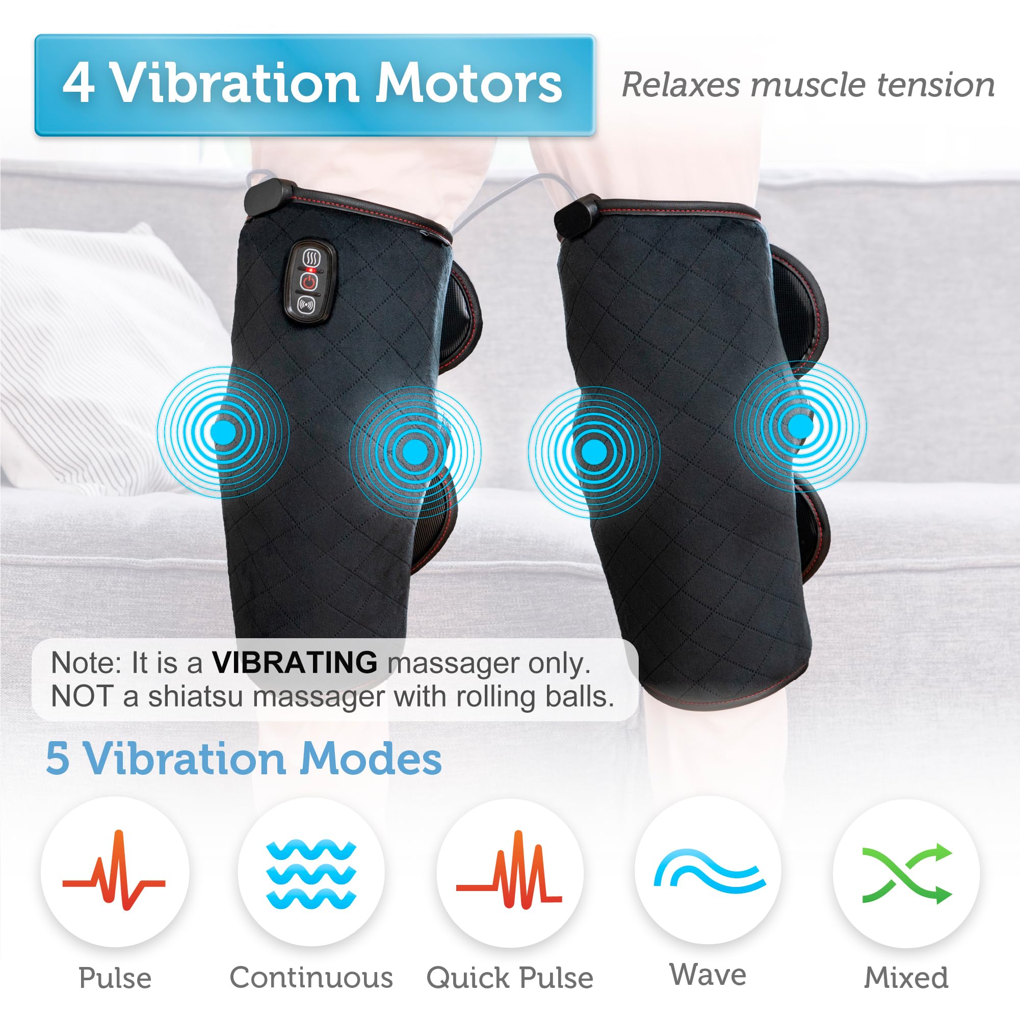 COMFIER Heated Knee Massager with Heating Pad for Knee Pain Relief,Gifts for Dad Mom Men Women,Knee Warmers Wrap,Heated Knee Pad for Men Women Seniors