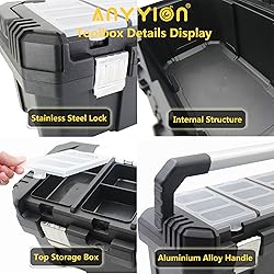 Anyyion 14 Inch Tool box with Removable Tray, Truly
