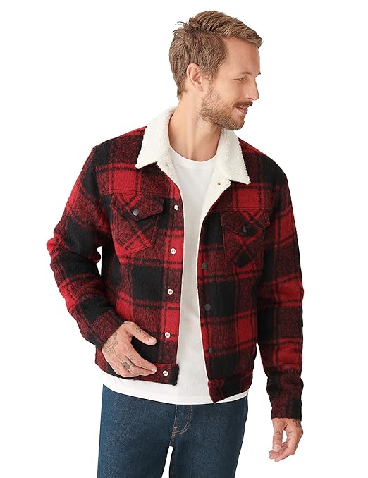 Buy Lucky Brand Men's Long Sleeve Plaid Wool Sherpa Trucker Jacket at Amazon.in