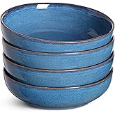 LE TAUCI Pasta Bowls 45 Ounce, Ceramic Salad Bowl, Large Serving Bowl Set - Set of 4, Ceylon Blue