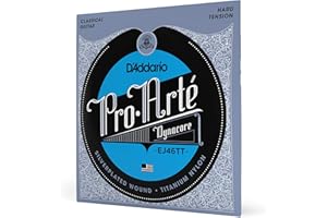 D'Addario Guitar Strings - Pro-Arte Classical Guitar Strings - EJ46TT Dynacore - Silver Plated Wrap, Composite Dynacore, Titanium Nylon Trebles - Hard Tension, 1-Pack