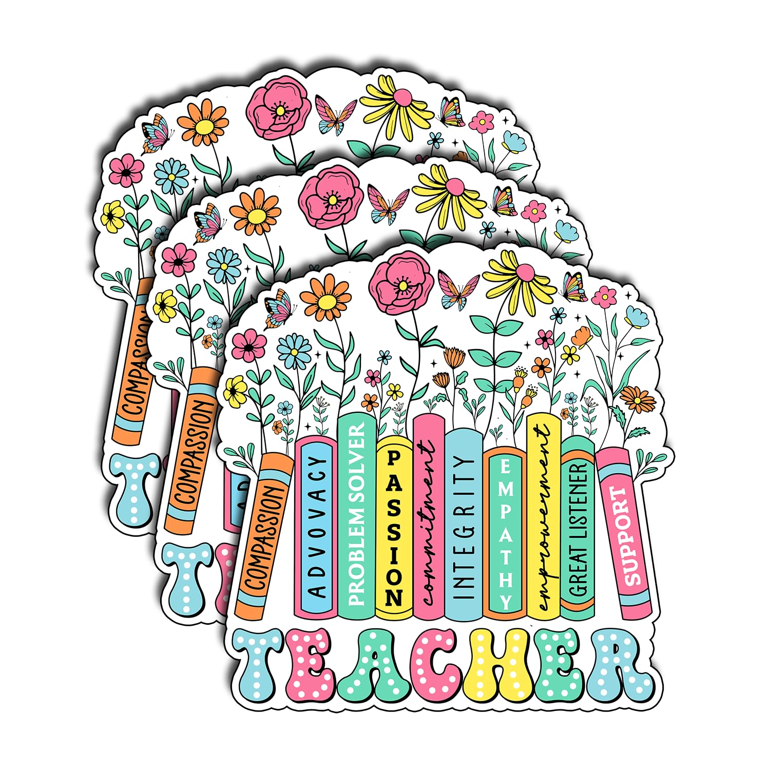 Photo 1 of (3Pcs) Teacher Stickers Inspirational Funny Classroom Humor Education Student School Graduation Appreciation Gifts Waterproof Vinyl Decal for Kindle Water Bottle Bumper Car Hard Hat Phone Laptop 3x2.8