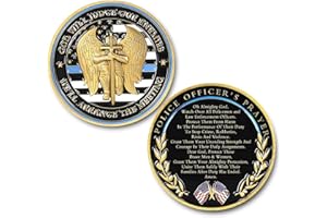 PIAOHAO St. Michael Law Enforcement Challenge Coin Thin Blue Line Police Officer Prayer Coin