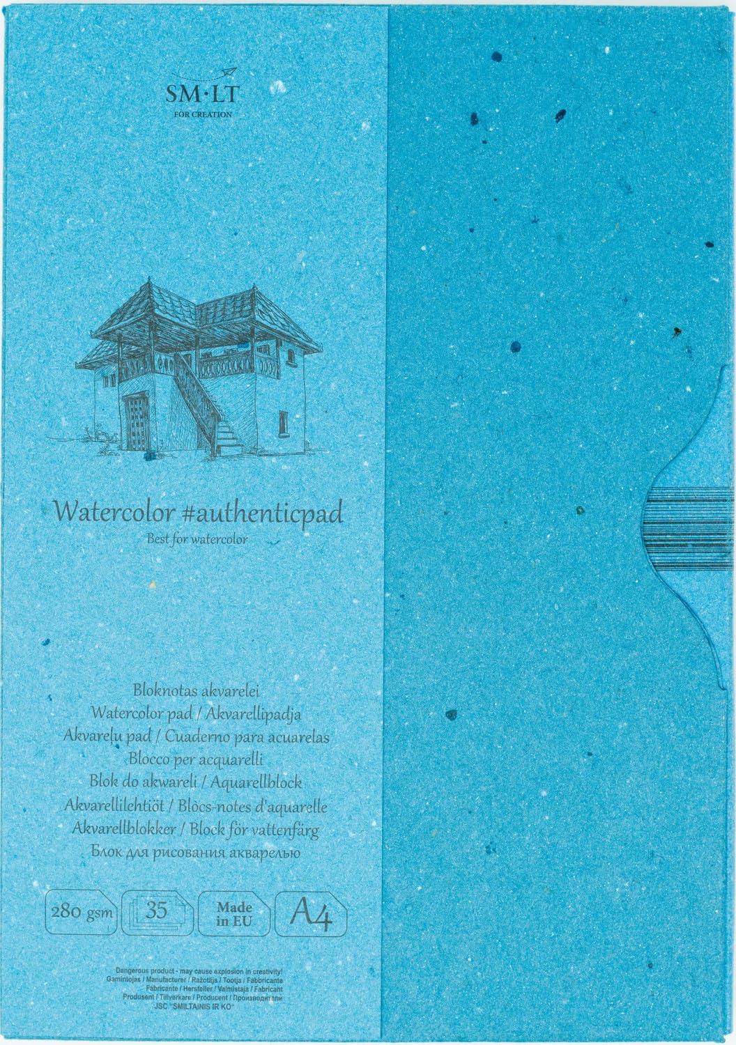 SMLT AA 35 Authentic Line A4 Watercolour Pad Authenticpad, 280 gsm White Paper 35 Sheets