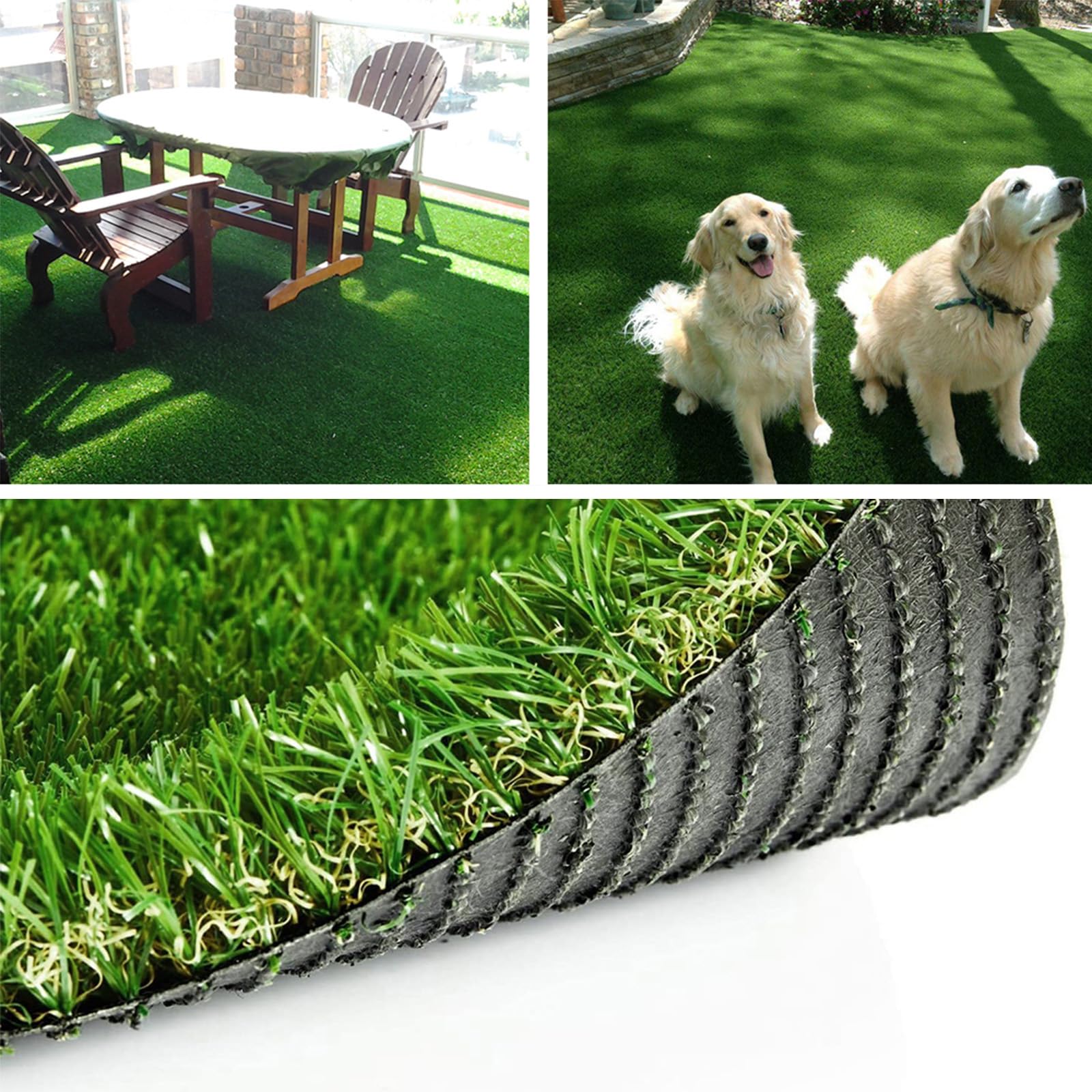 Photo 1 of NINXANG Artificial Grass 1.38inch Pile 6FTx10FT(60 Square FT) Fake Grass Pet Dog Mat Pad with Drain Holes Realistic Indoor Outdoor Astroturf Garden Lawn Landscape Patio Synthetic Turf Thick Faux Grass