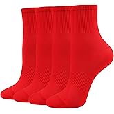 Azwelier Unisex Colorful Quarter Ankle Athletic Socks Breathable Cotton Blend Crew Style 4 Pairs Pack