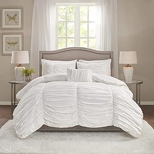 Madison Park Comforter Set-Textured Luxury Design All Season Down Alternative Bedding, Matching Sham, Decorative Pillows, King(104
