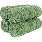 American Soft Linen Luxury Washcloths for Bathroom, 600 GSM 100% Cotton 4 Piece Turkish Wash Cloth Set, 13x13 in Soft Rags for Body and Face, Sage Green Washcloths